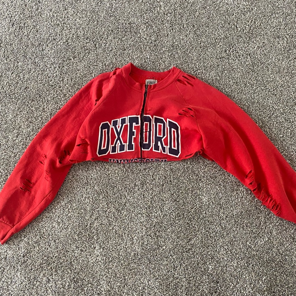 Red cropped oxford sweater with distressing - LF vintage